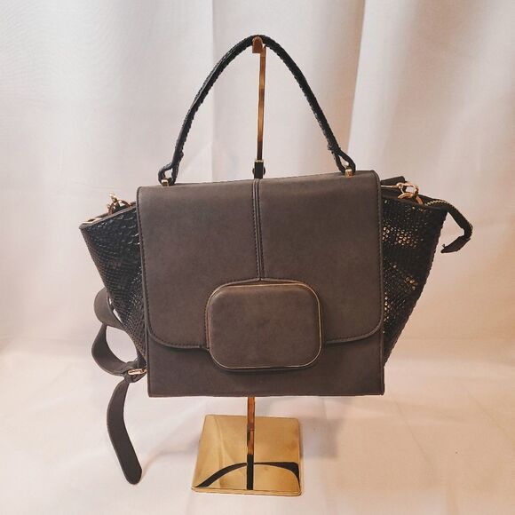 GIANI BERNINI Glazed Gray Leather Crossbody Purse